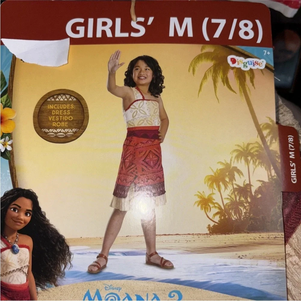Disney Moana ll Dress Up Costume Size Med 7/8 Girls Child Kids Youth Disguise